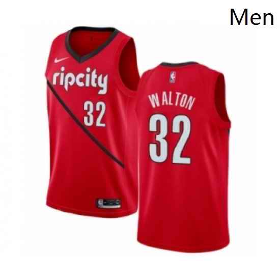 Mens Nike Portland Trail Blazers 32 Bill Walton Red Swingman Jersey Earned Edition